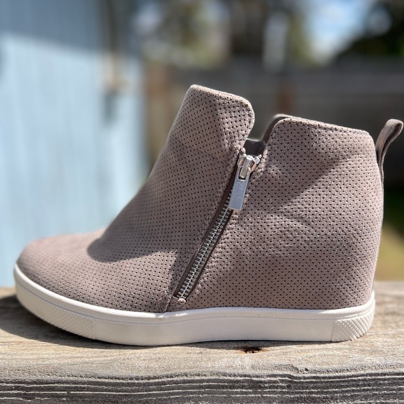 Grey Perforated Wedge Sneaker Wide Width - Picture 8 of 14